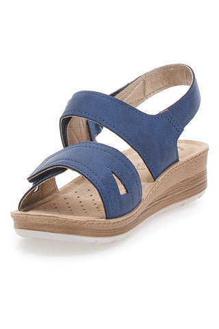 Modri sandali z velcro trakom in usnjeno podlogo INBLU 61 FC