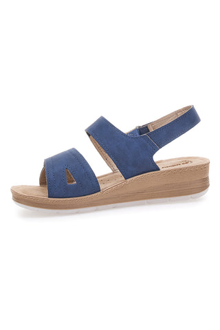 Modri sandali z velcro trakom in usnjeno podlogo INBLU 61 FC
