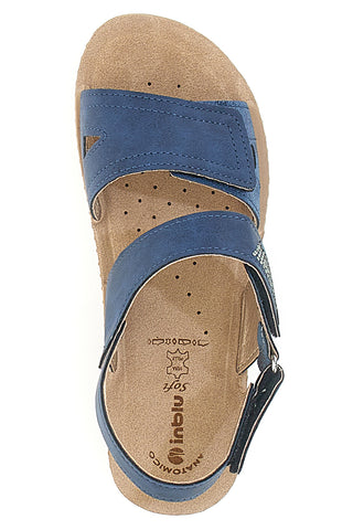 Modri sandali z velcro trakom in usnjeno podlogo INBLU 61 FC