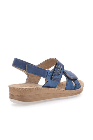 Modri sandali z velcro trakom in usnjeno podlogo INBLU 61 FC