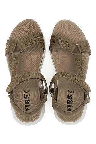 Sandali Taupe z velcro trakom in bleščicami THE FIRST ACTIVE 6
