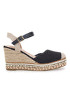 Črni espadrilski sandali s klini in zaponko Pittarello Sun 322290