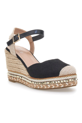 Črni espadrilski sandali s klini in zaponko Pittarello Sun 322290