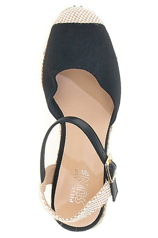 Črni espadrilski sandali s klini in zaponko Pittarello Sun 322290