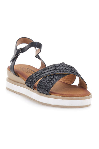 Črni sandali z bleščečimi trakovi in nizkim podplatom PITTARELLO SUN CH2071B02