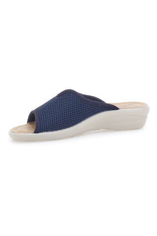 Ciabatte blu a punta aperta con sottopiede in pelle Fly Flot T4429FE