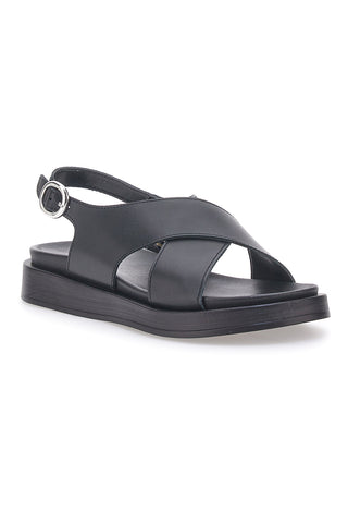 Črni usnjeni sandali minimalističnega dizajna Pittarello Focus 28058