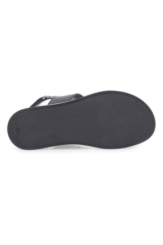 Črni usnjeni sandali z dvojnim trakom in zapenjanjem na velcro Pittarello Focus 28066IN
