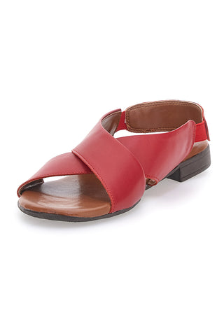 Rdeče sandale iz prave usnje z elastiko Pittarello Look 225435