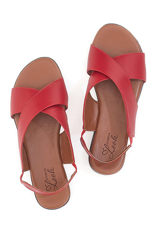 Rdeče sandale iz prave usnje z elastiko Pittarello Look 225435