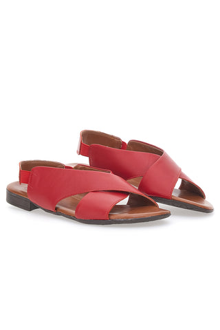 Rdeče sandale iz prave usnje z elastiko Pittarello Look 225435