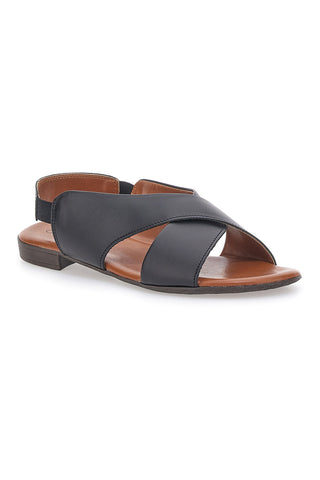 Črni sandali iz prave usnje z elastiko Pittarello Look 225435
