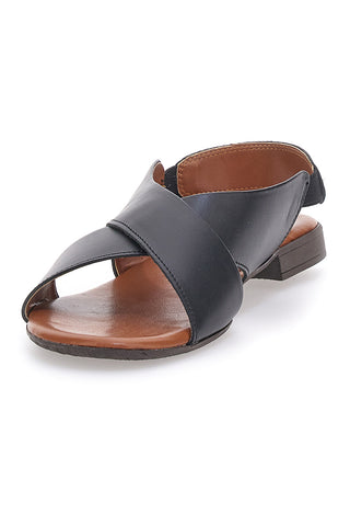 Črni sandali iz prave usnje z elastiko Pittarello Look 225435