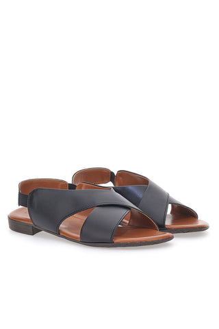 Črni sandali iz prave usnje z elastiko Pittarello Look 225435