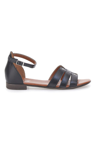 Črni sandali z nizkim podplatom in okraski Pittarello Look 225485