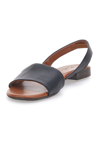 Nizke črne sandale iz pravega usnja Pittarello Look 225265