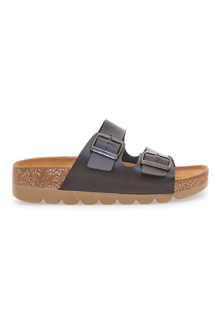 Rjave natikače z dvojno zaponko in usnjeno podlogo PITTARELLO BIO 335P20630SR