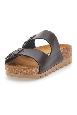 Rjave natikače z dvojno zaponko in usnjeno podlogo PITTARELLO BIO 335P20630SR