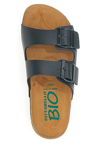 Črne natikače z dvojno sponko Made in Italy PITTARELLO BIO 335P20630SR