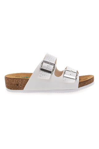 Bele sandale z dvojno zaponko in anatomsko oblikovano podplatom Pittarello Eco 293A20630SR