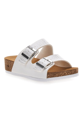 Bele sandale z dvojno zaponko in anatomsko oblikovano podplatom Pittarello Eco 293A20630SR