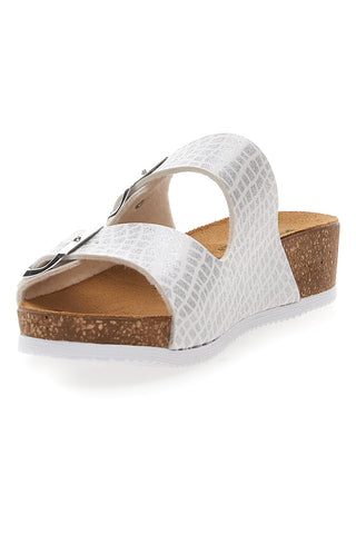 Bele sandale z dvojno zaponko in anatomsko oblikovano podplatom Pittarello Eco 293A20630SR