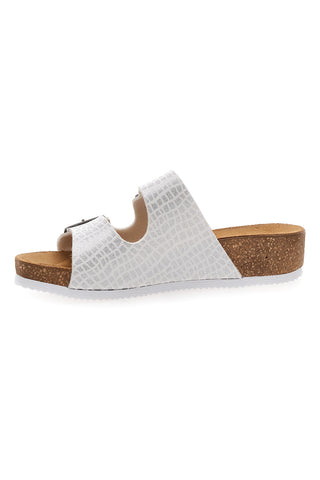 Bele sandale z dvojno zaponko in anatomsko oblikovano podplatom Pittarello Eco 293A20630SR