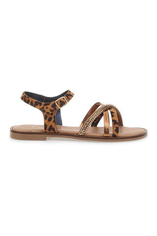 Sandali Le Havre Paris z leopardjim vzorcem v bronasti barvi 5451