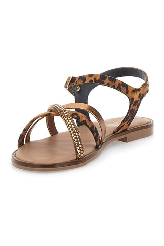 Sandali Le Havre Paris z leopardjim vzorcem v bronasti barvi 5451