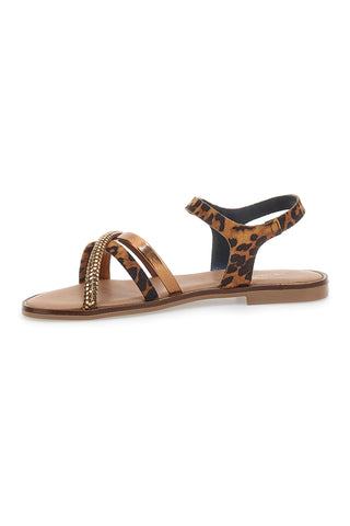 Sandali Le Havre Paris z leopardjim vzorcem v bronasti barvi 5451
