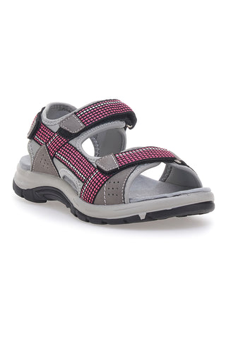Sivi in fuksijevi športni sandali z zapenjanjem na velcro TIGLIO 51358