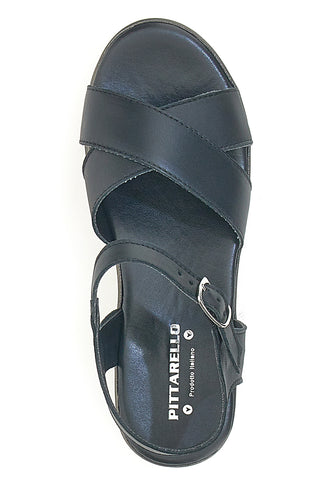 Črni sandali iz pravega usnja s platformo PITTARELLO LOVE 3270101