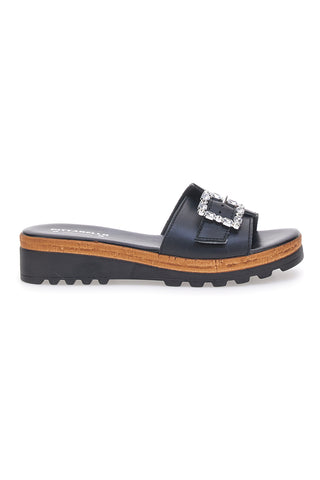 Črne natikače z okrasno sponko Made in Italy PITTARELLO 356670811