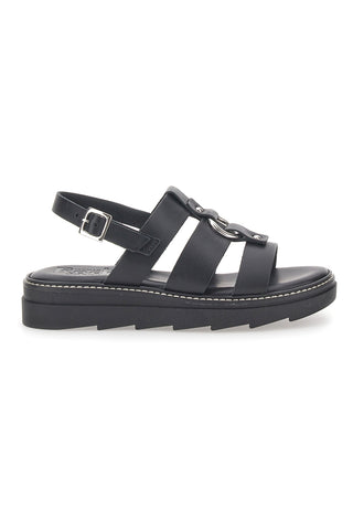 Črni usnjeni sandali 100 % Eco Friendly Pittarello Rock 5835