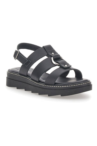 Črni usnjeni sandali 100 % Eco Friendly Pittarello Rock 5835