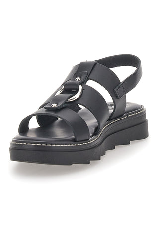 Črni usnjeni sandali 100 % Eco Friendly Pittarello Rock 5835