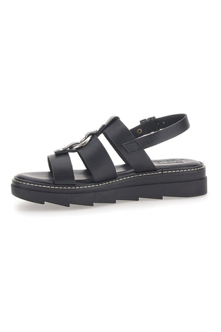 Črni usnjeni sandali 100 % Eco Friendly Pittarello Rock 5835