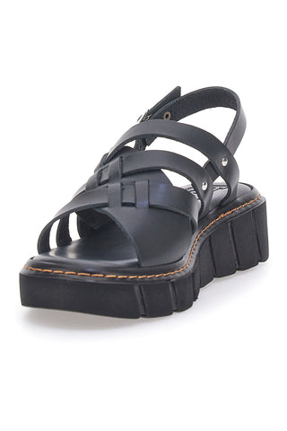 Črni sandali s platformo, izdelani v Italiji Pittarello Rock 5840/C