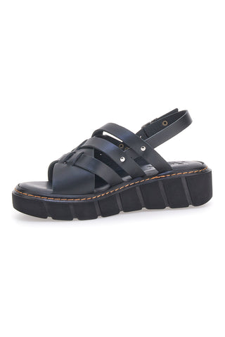 Črni sandali s platformo, izdelani v Italiji Pittarello Rock 5840/C