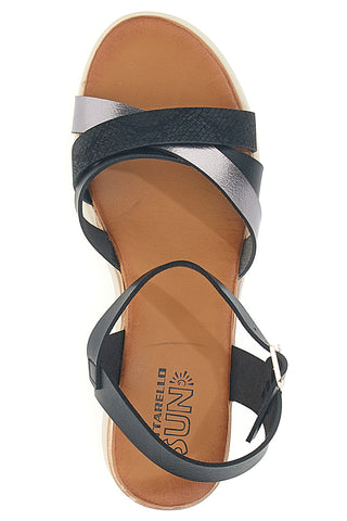 Sandali z nizkim klobukom in prekrižanimi črnimi trakovi PITTARELLO SUN FW10172
