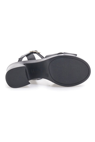 Sandali neri con plateau e cinturino Made in Italy Pittarello Class 57246