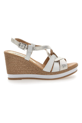 Bele in platinasto-srebrne sandale s 9 cm visoko peto PITTARELLO LOOK MK3226228