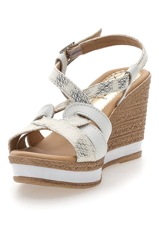 Bele in platinasto-srebrne sandale s 9 cm visoko peto PITTARELLO LOOK MK3226228