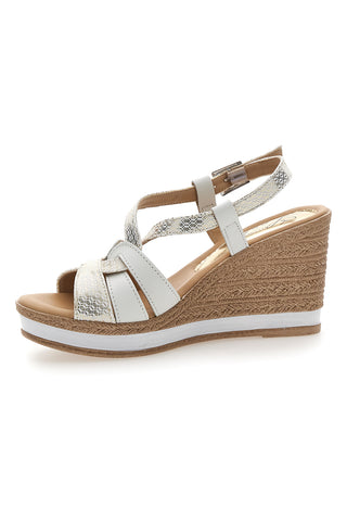 Bele in platinasto-srebrne sandale s 9 cm visoko peto PITTARELLO LOOK MK3226228