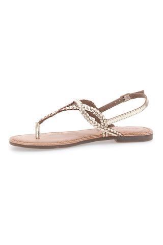 Nizke platinasto prepletene sandale z zaponko Cafè Cost 95105