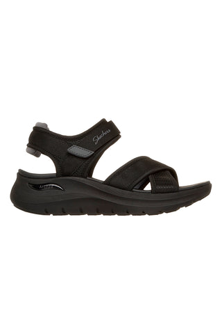 Črni sandali z nastavljivimi prečnimi trakovi Skechers ARCH FIT 2.0 SANDAL FEELIN' BRIGHT