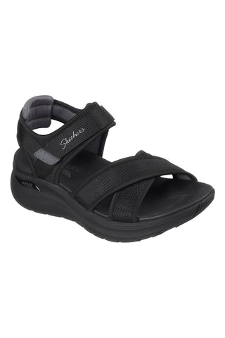 Črni sandali z nastavljivimi prečnimi trakovi Skechers ARCH FIT 2.0 SANDAL FEELIN' BRIGHT