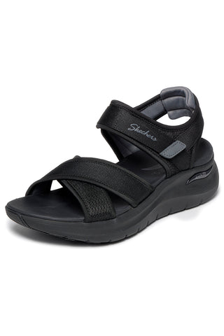 Črni sandali z nastavljivimi prečnimi trakovi Skechers ARCH FIT 2.0 SANDAL FEELIN' BRIGHT