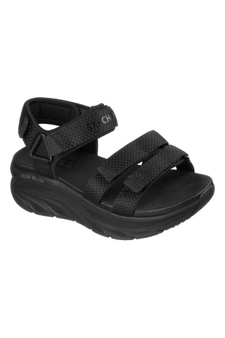 Črni sandali Skechers D'LUX WALKER SANDAL SEA-SCAPE s trojnim nastavljivim trakom