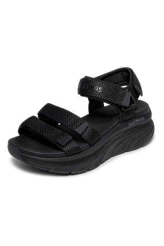 Črni sandali Skechers D'LUX WALKER SANDAL SEA-SCAPE s trojnim nastavljivim trakom